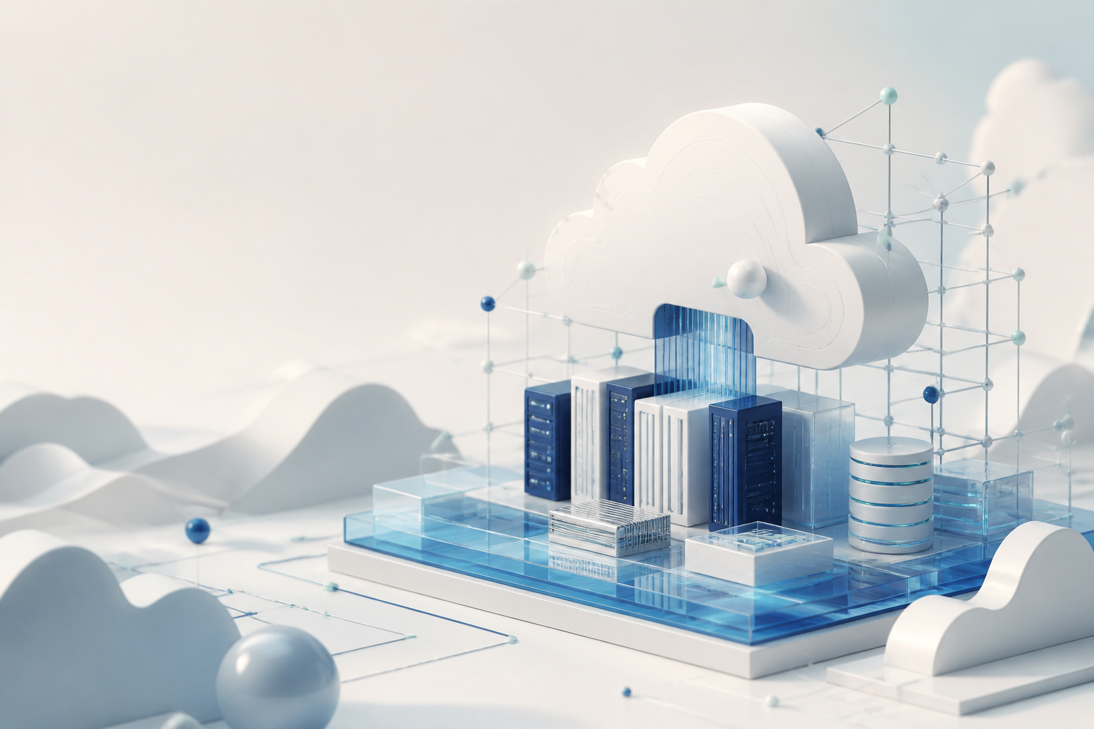 Editorial cloud infrastructure landscape representing WYOCS engineering services