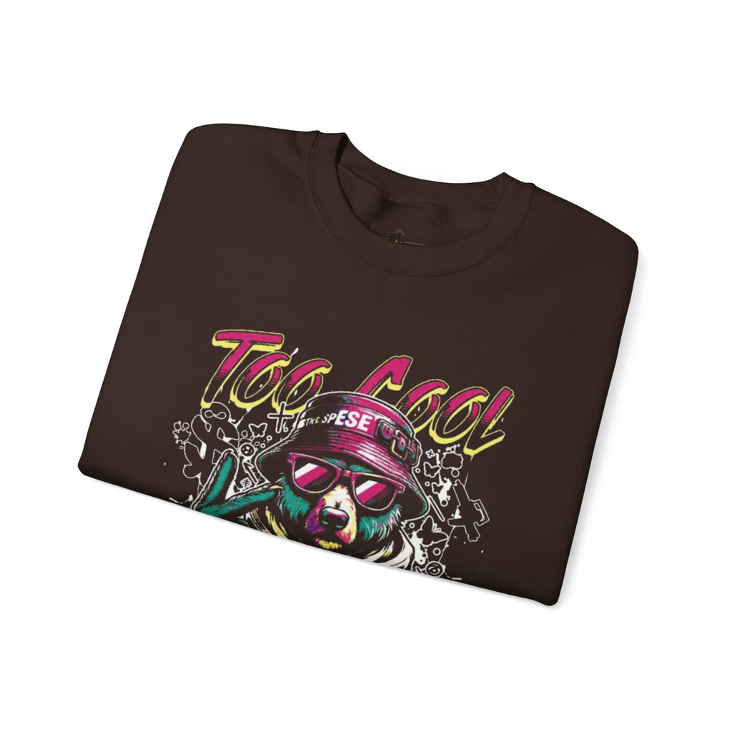 Crewneck Sweatshirt - 'Too Cool to Be Nice' Retro Bear Streetwear