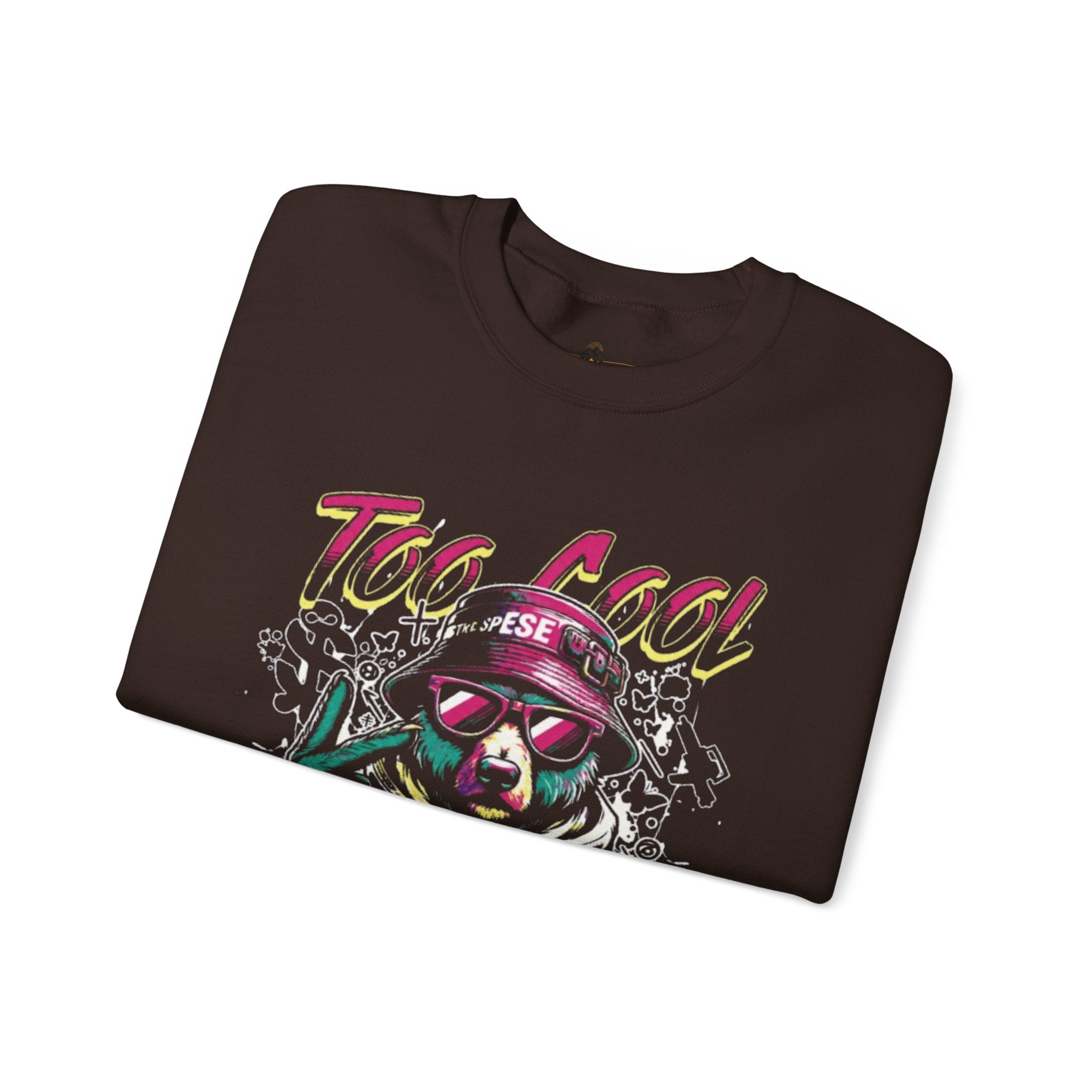 Crewneck Sweatshirt - 'Too Cool to Be Nice' Retro Bear Streetwear