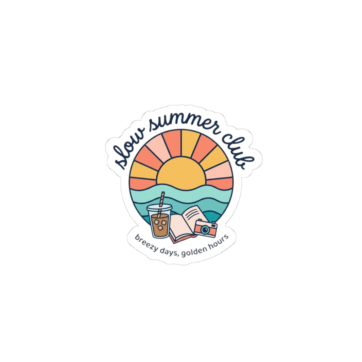 slow summer club Kiss-Cut Stickers | summer aesthetic, pastel coastal vibes