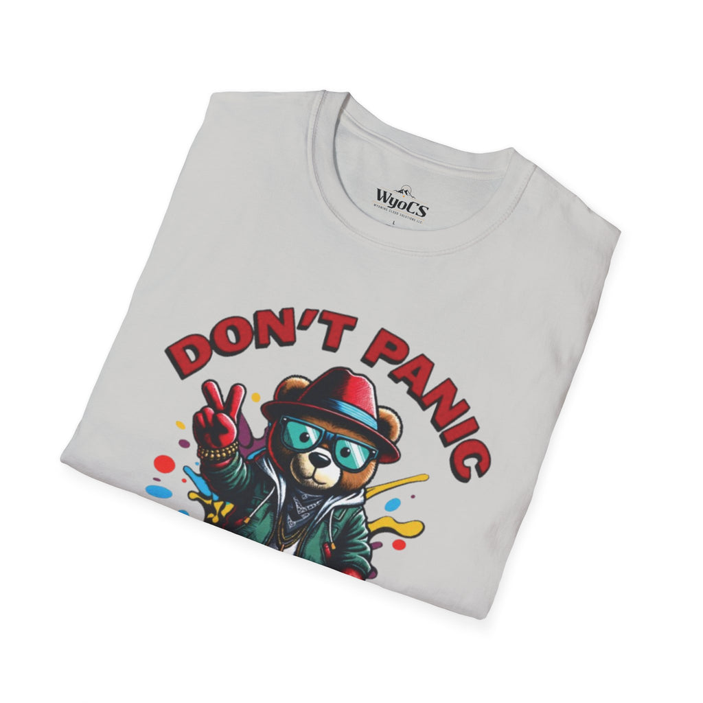 Don't Panic Stay Cool T-Shirt - Retro Skate Bear Graphic Tee