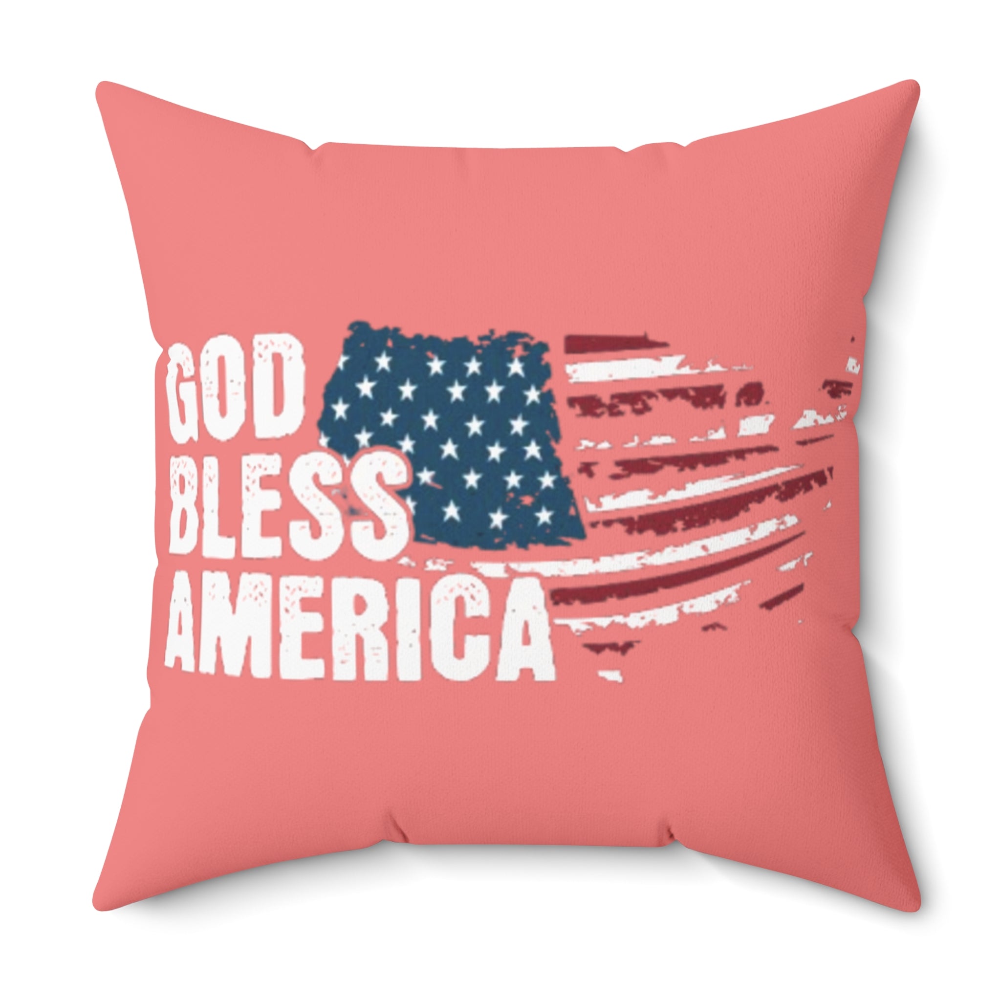 God Bless America Flag Pillow - Patriotic Square Throw Pillow