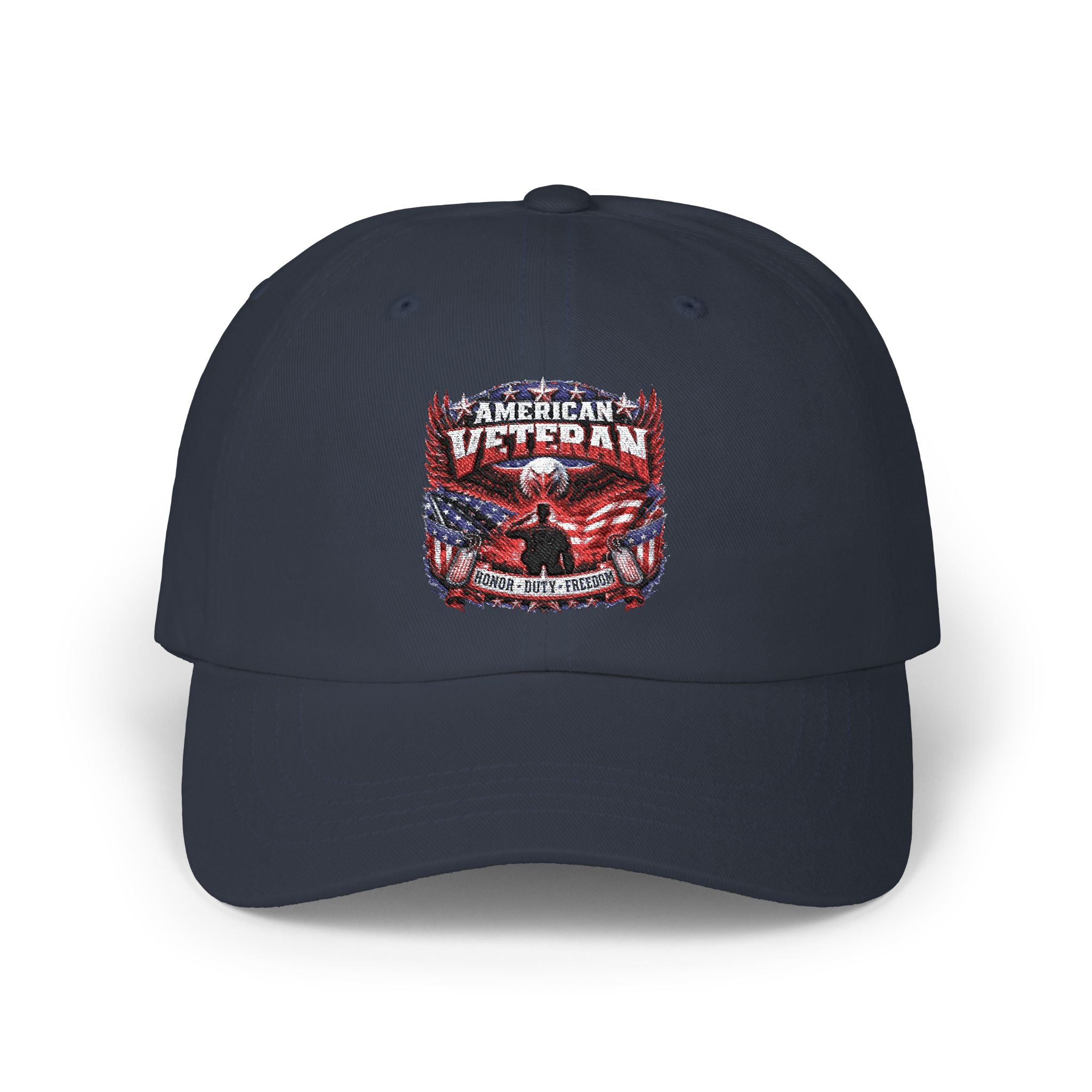 American Veteran Dad Cap - Patriotic Flag Embroidered Baseball Hat