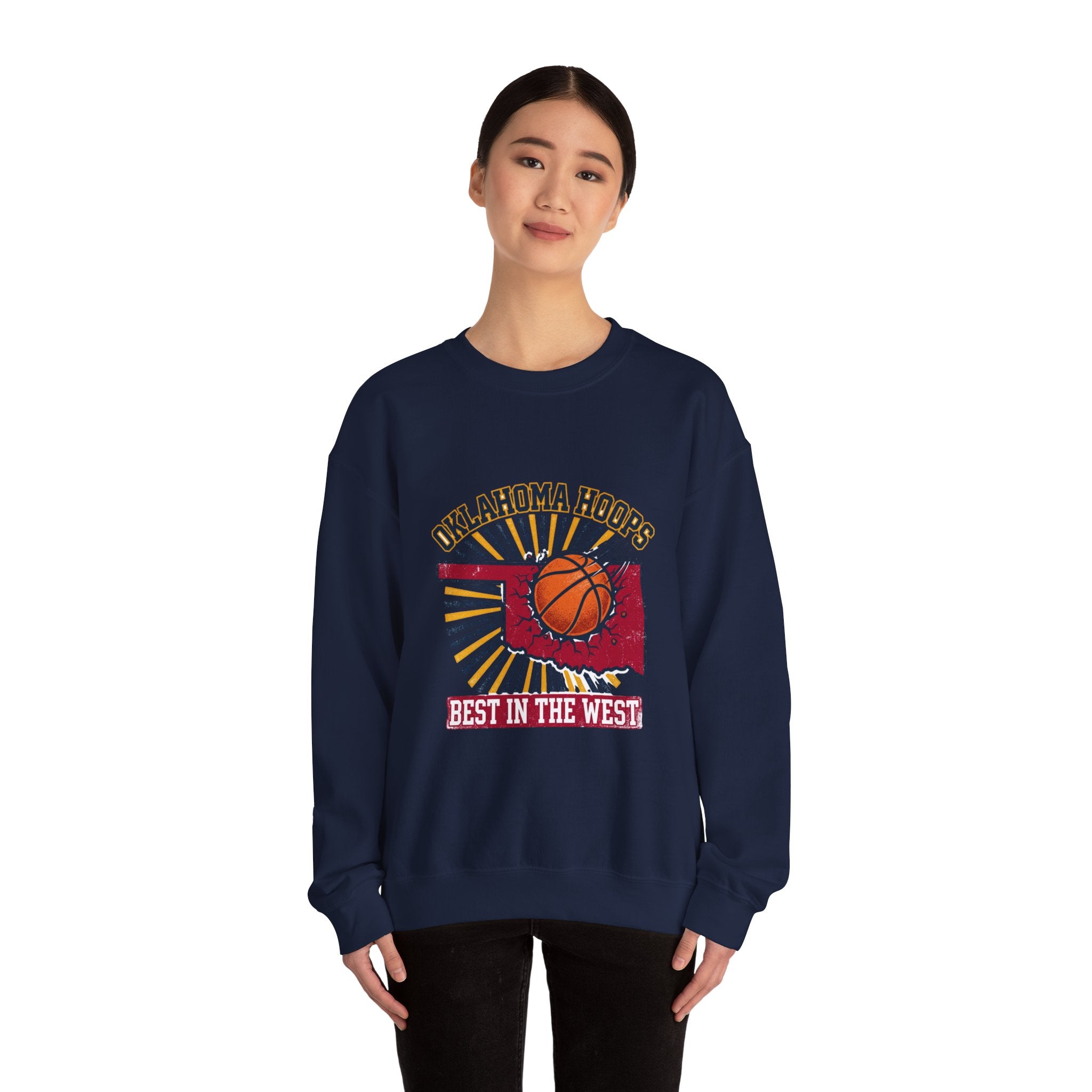 Oklahoma Hoops Crewneck Sweatshirt | Best in the West, OKC Pride, Vintage Distressed