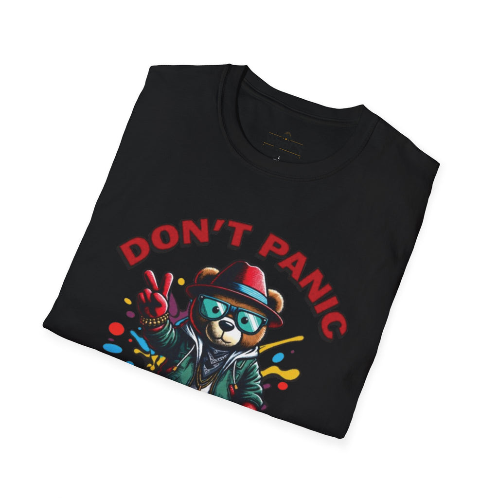 Don't Panic Stay Cool T-Shirt - Retro Skate Bear Graphic Tee