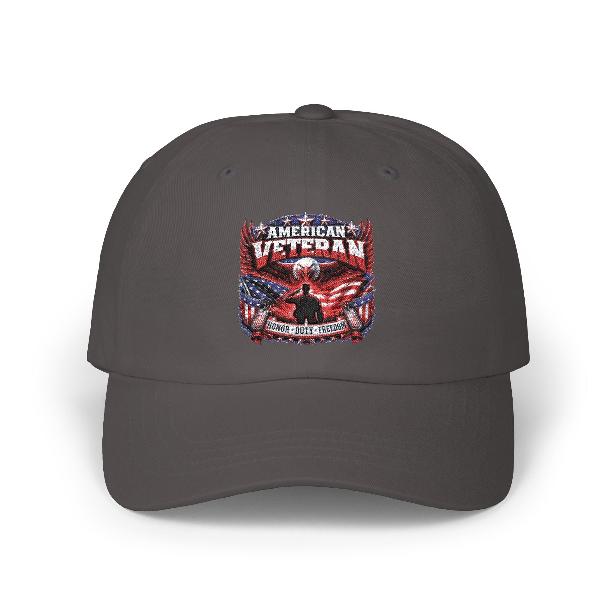 American Veteran Dad Cap - Patriotic Flag Embroidered Baseball Hat