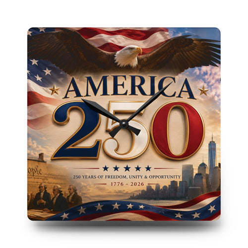 America 250 Acrylic Wall Clock - Patriotic 1776–2026 Commemorative Clock