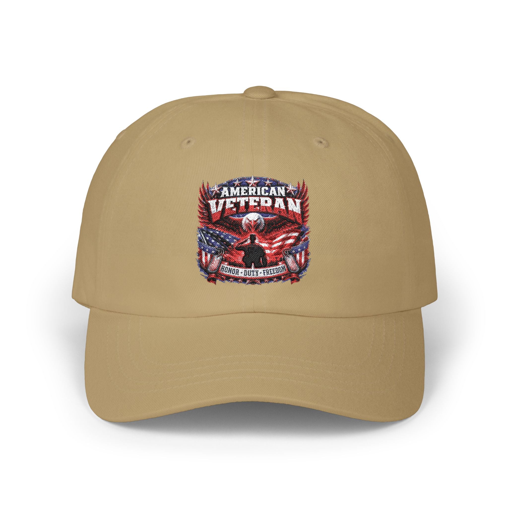 American Veteran Dad Cap - Patriotic Flag Embroidered Baseball Hat