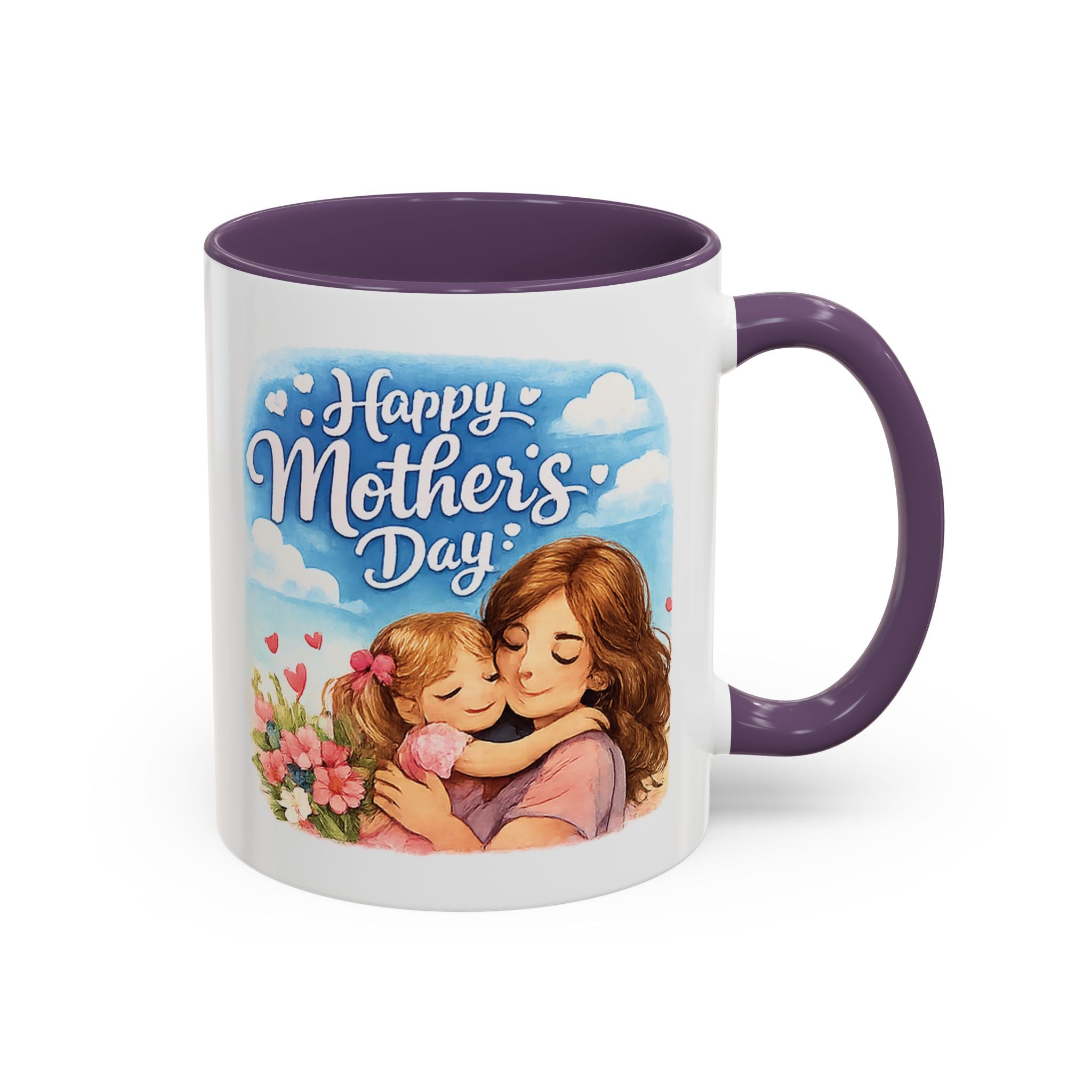 Mother's Day Coffee Mug - "Happy Mother's Day" Mom & Child Floral Accent Mug (11/15oz)