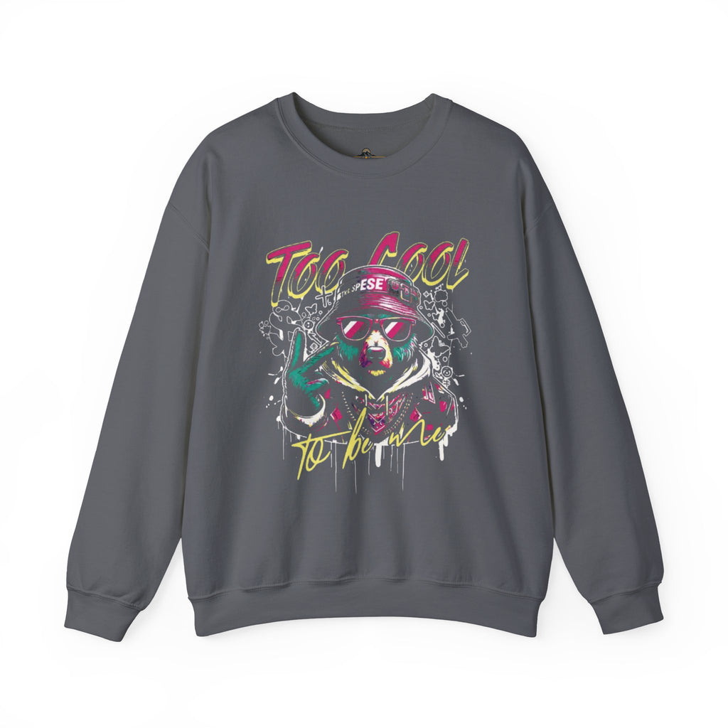 Crewneck Sweatshirt - 'Too Cool to Be Nice' Retro Bear Streetwear