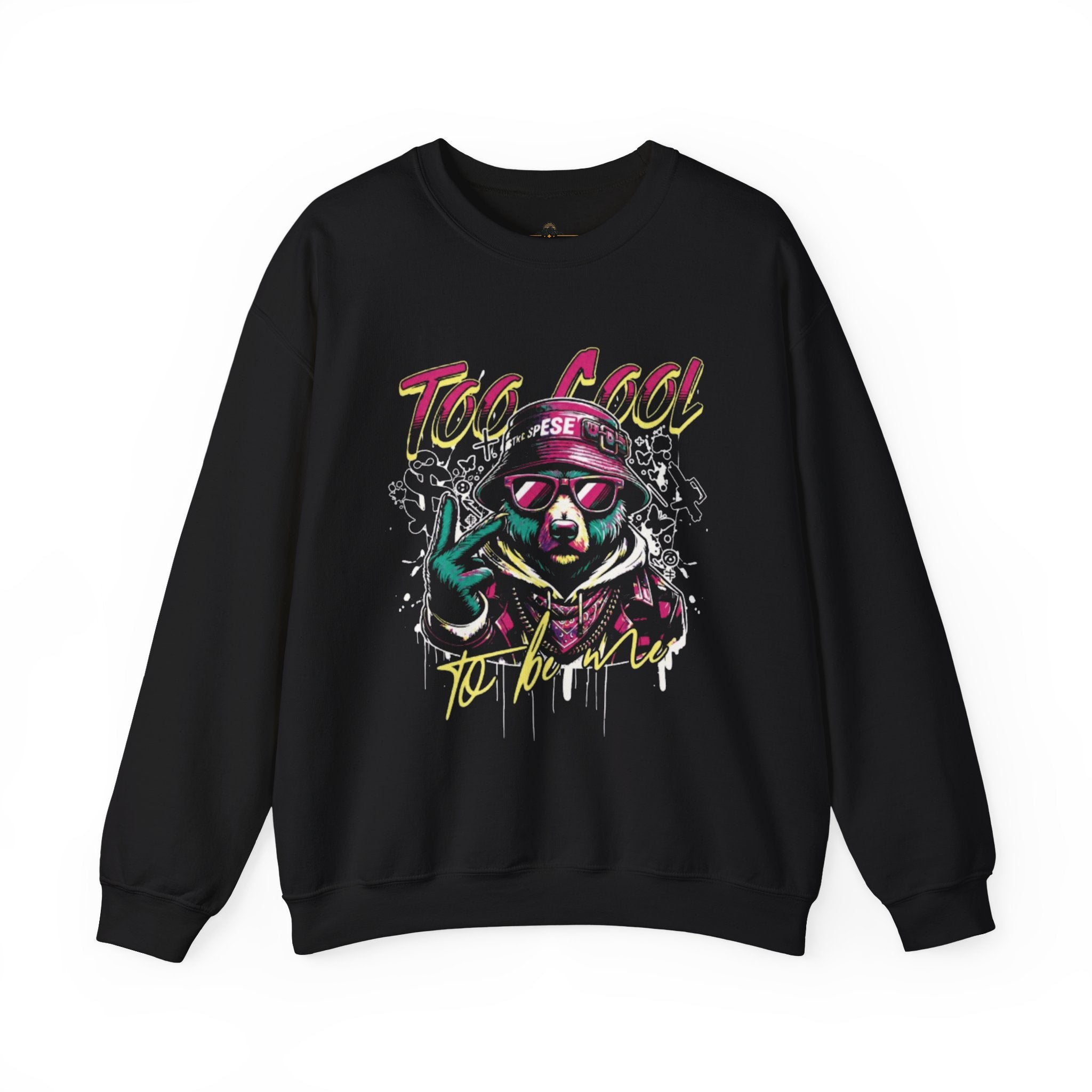 Crewneck Sweatshirt - 'Too Cool to Be Nice' Retro Bear Streetwear