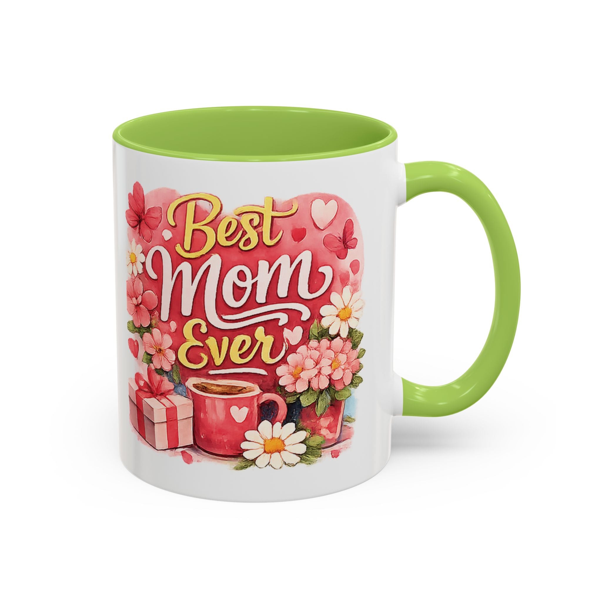 Mother's Day Coffee Mug - Happy Mother's Day Mom Gift with Floral Illustration (11/15oz)