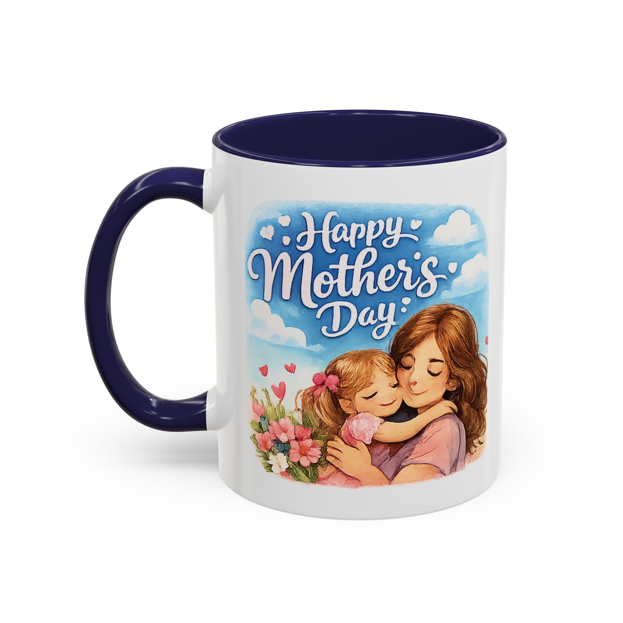 Mother's Day Coffee Mug - "Happy Mother's Day" Mom & Child Floral Accent Mug (11/15oz)