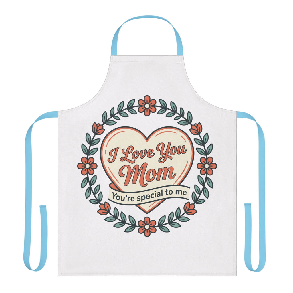 Mother's Day Floral Apron - "I Love You Mom, You're Special to Me" Kitchen Apron