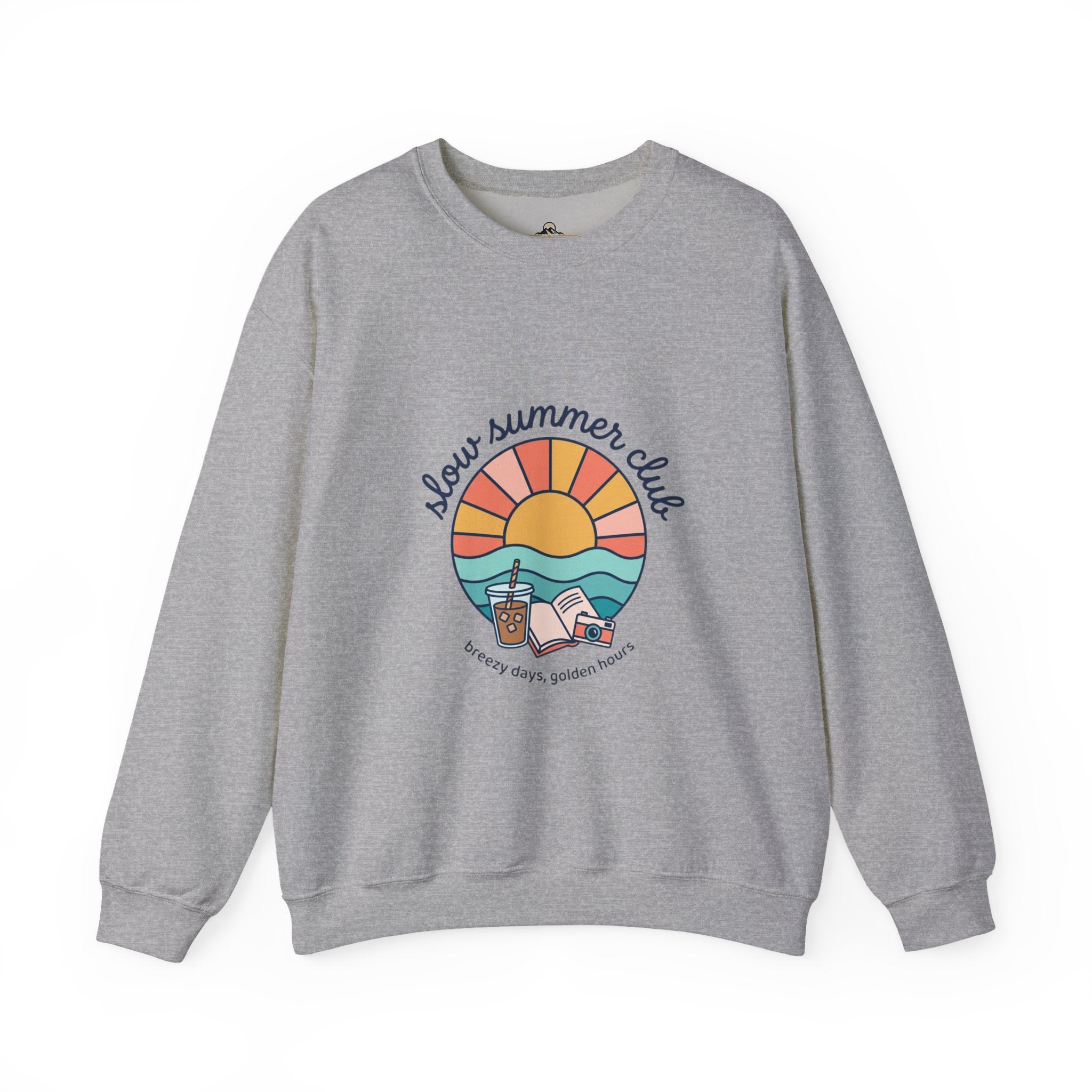 sunset beach crest Crewneck Sweatshirt | summer aesthetic, retro pastel
