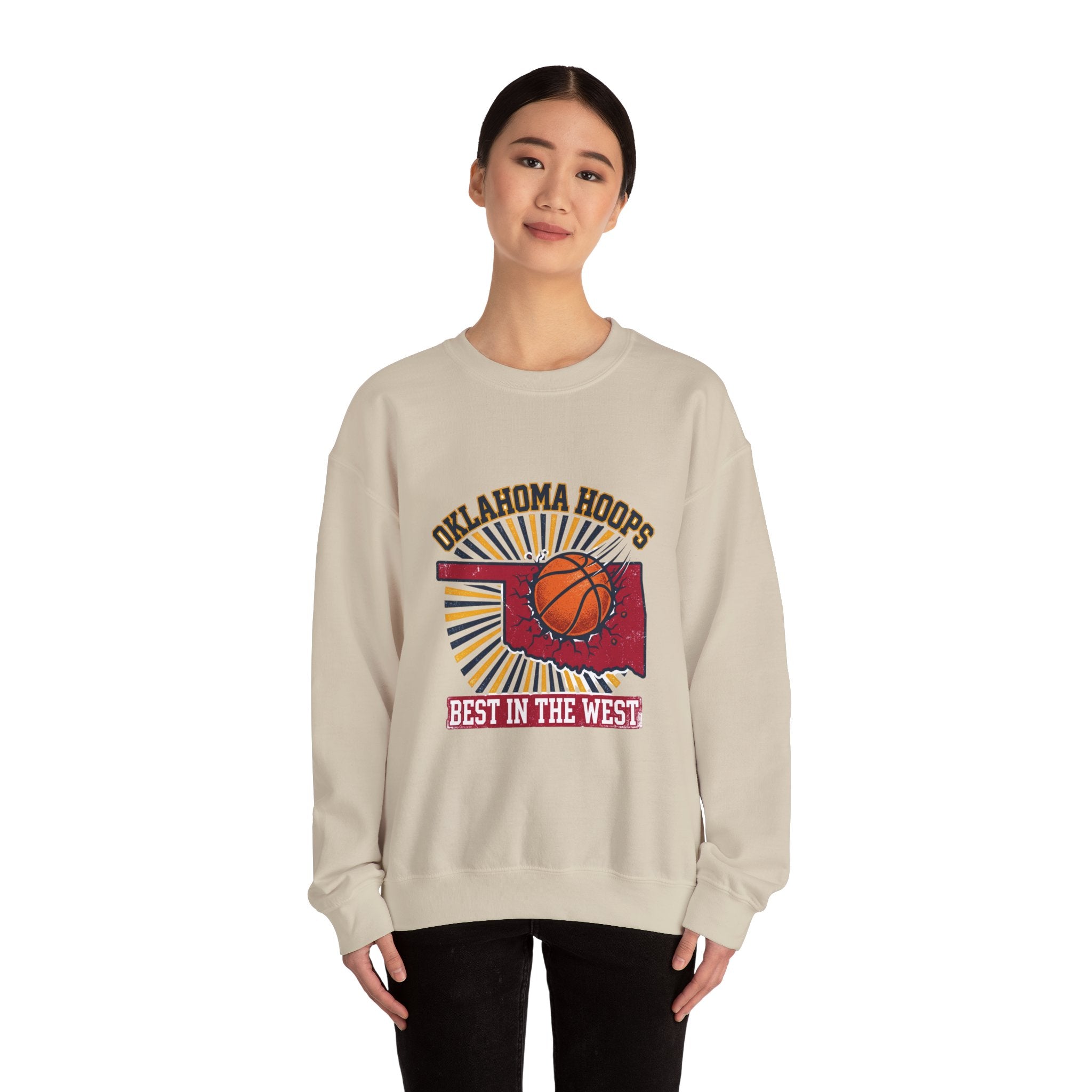 Oklahoma Hoops Crewneck Sweatshirt | Best in the West, OKC Pride, Vintage Distressed