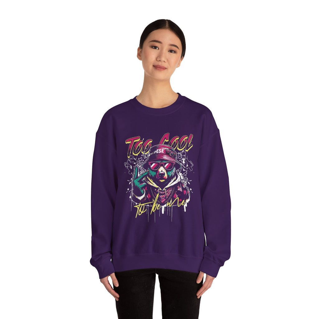 Crewneck Sweatshirt - 'Too Cool to Be Nice' Retro Bear Streetwear
