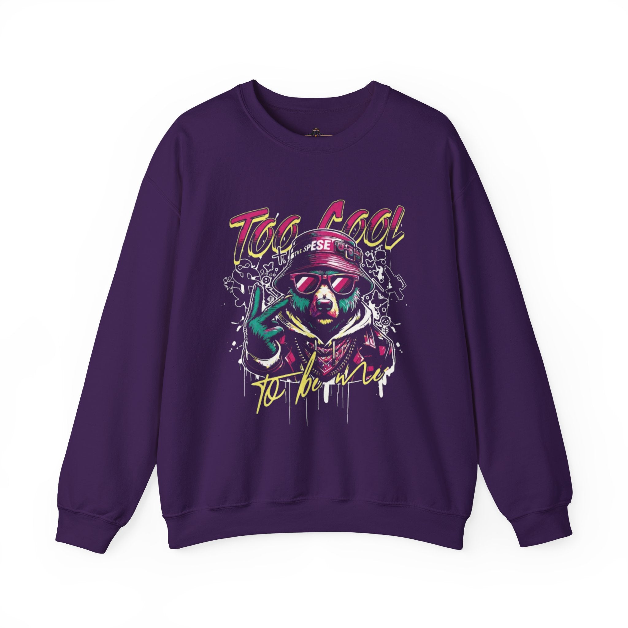Crewneck Sweatshirt - 'Too Cool to Be Nice' Retro Bear Streetwear