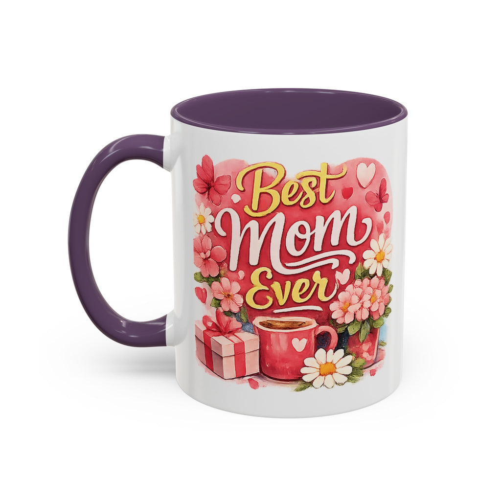 Mother's Day Coffee Mug - Happy Mother's Day Mom Gift with Floral Illustration (11/15oz)