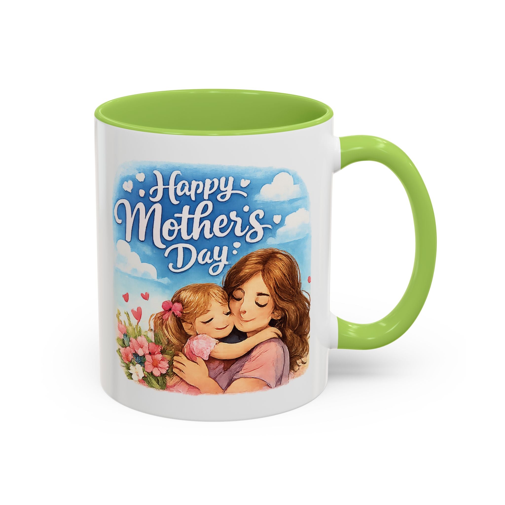 Mother's Day Coffee Mug - "Happy Mother's Day" Mom & Child Floral Accent Mug (11/15oz)