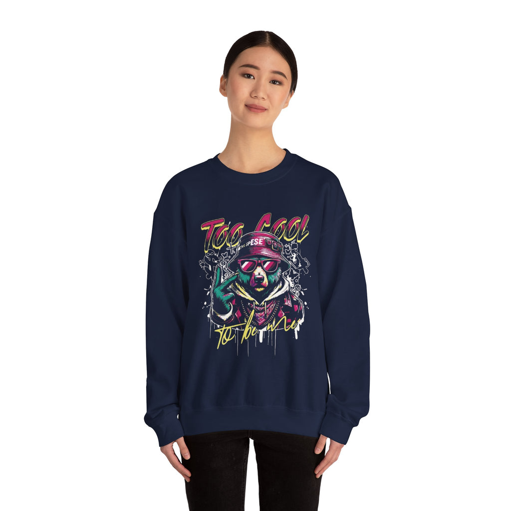 Crewneck Sweatshirt - 'Too Cool to Be Nice' Retro Bear Streetwear