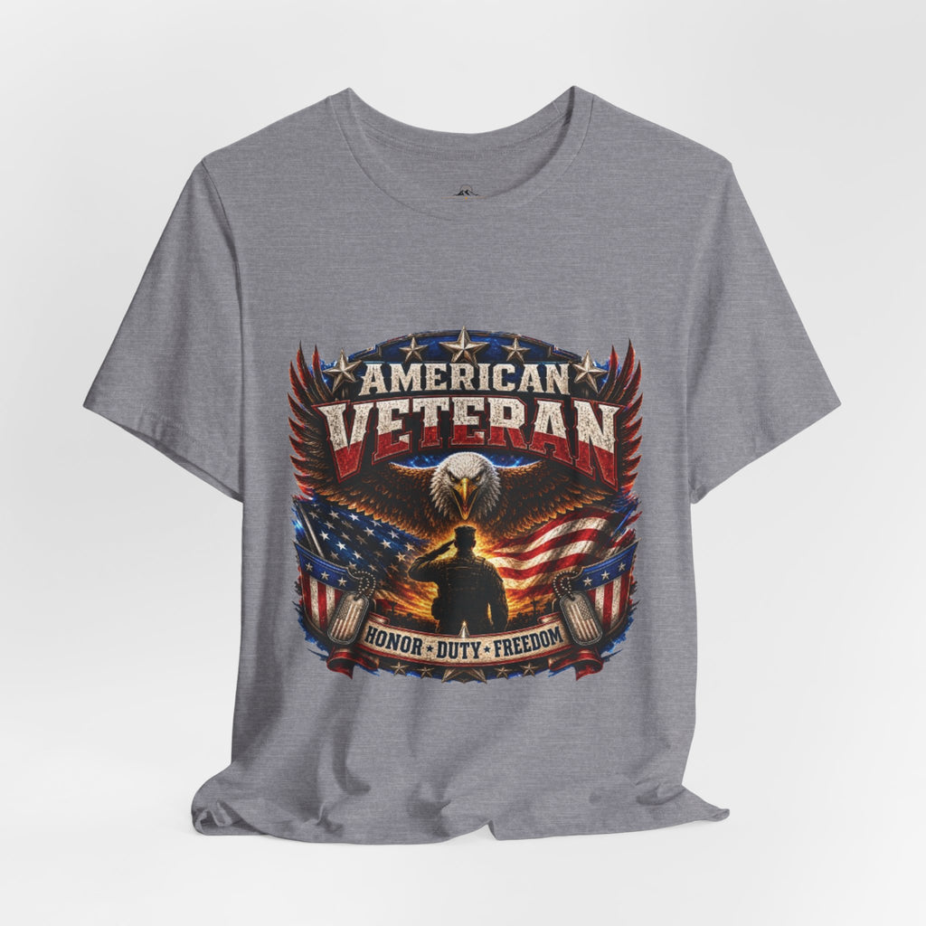 American Veteran T-Shirt - Honor Duty Freedom Patriotic Tee