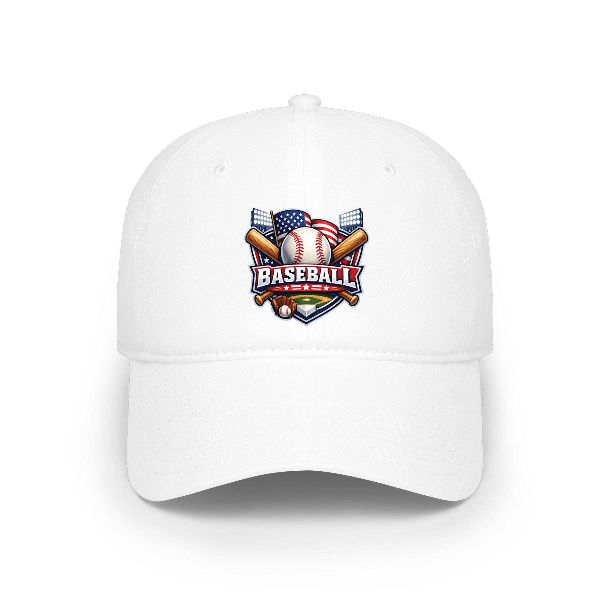 Baseball Emblem Low Profile Cap - Patriotic Baseball Hat