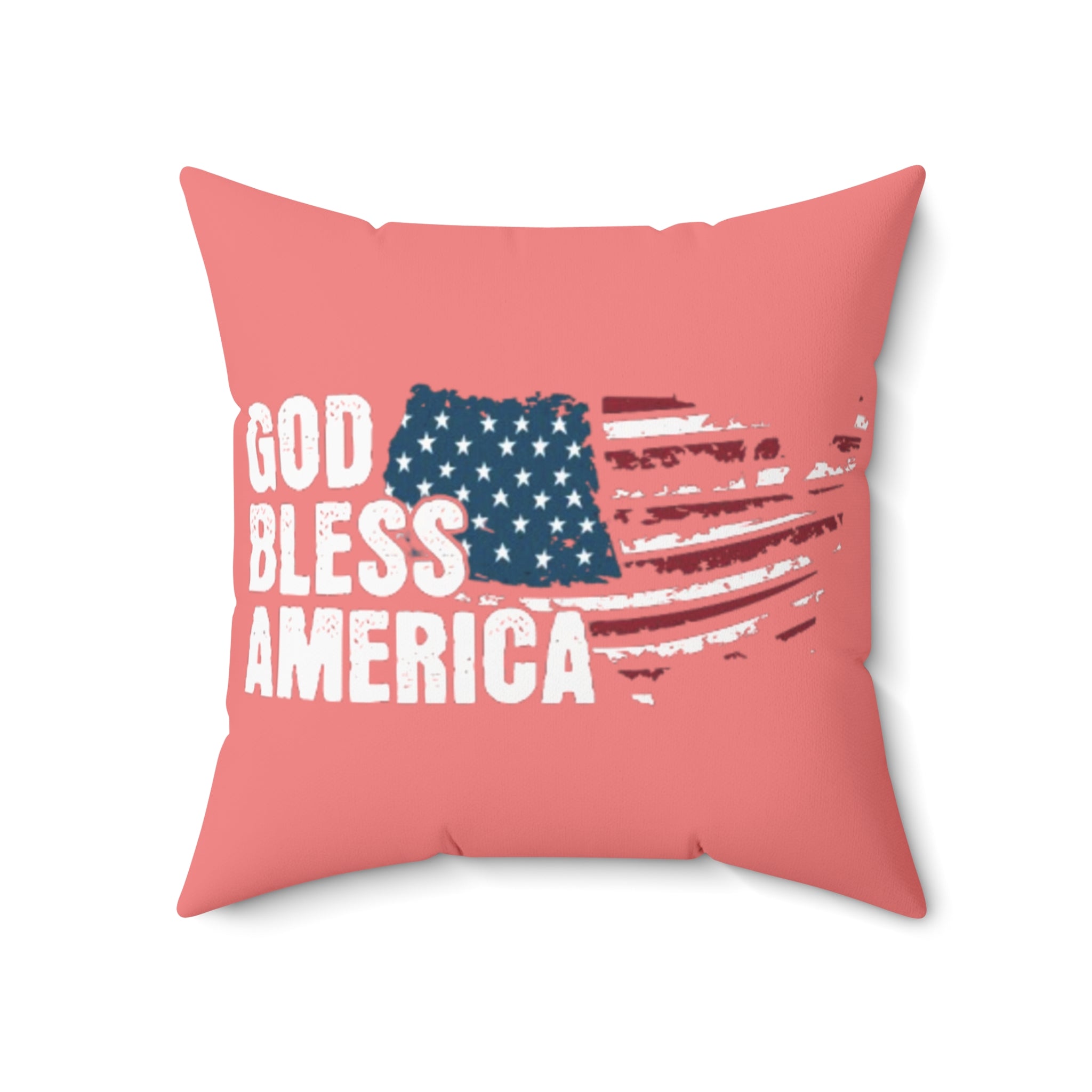 God Bless America Flag Pillow - Patriotic Square Throw Pillow