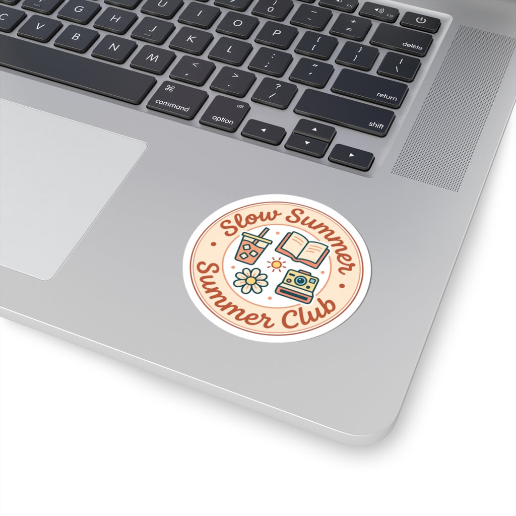 Slow Summer Club Kiss-Cut Stickers | summer aesthetic, pastel coastal vibes