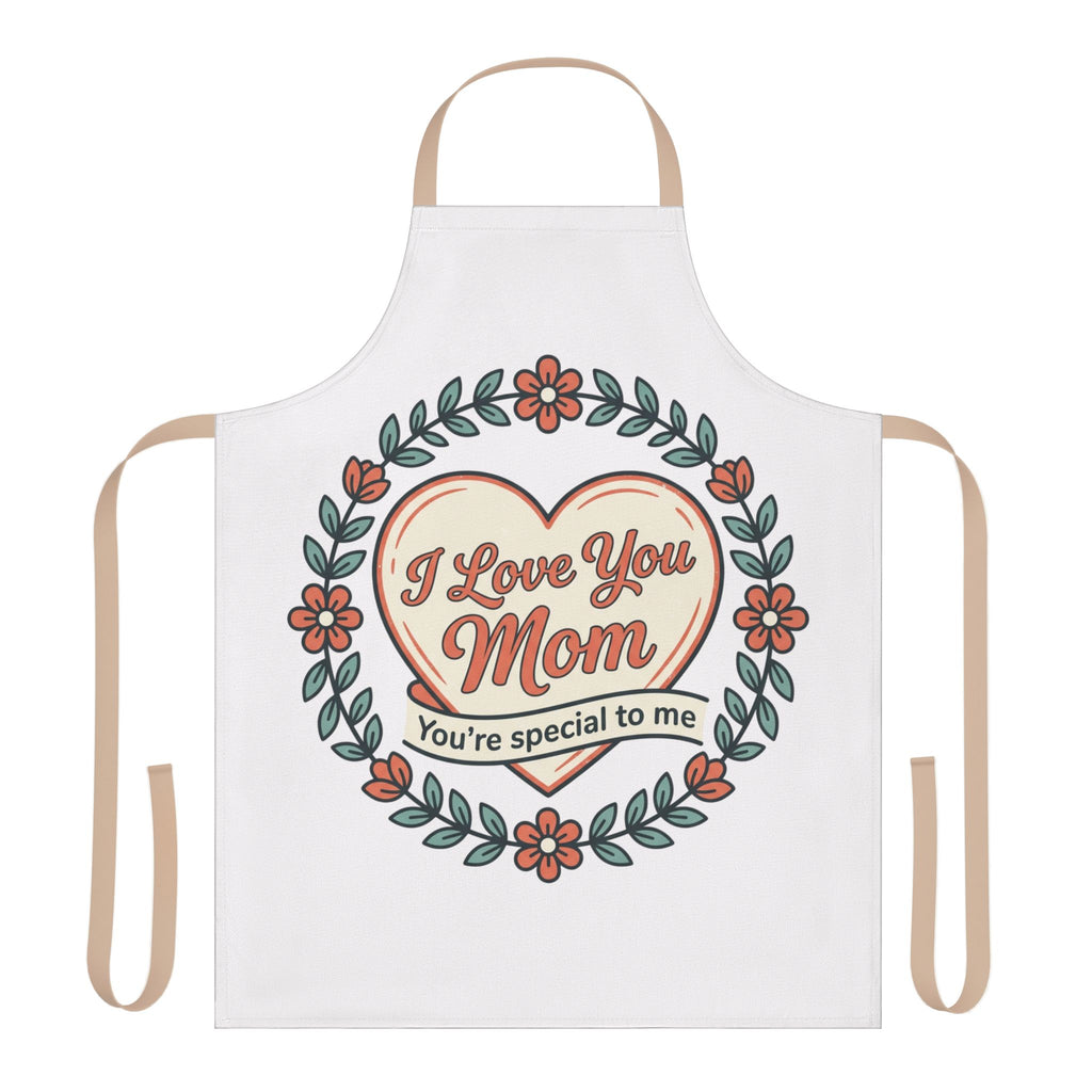 Mother's Day Floral Apron - "I Love You Mom, You're Special to Me" Kitchen Apron