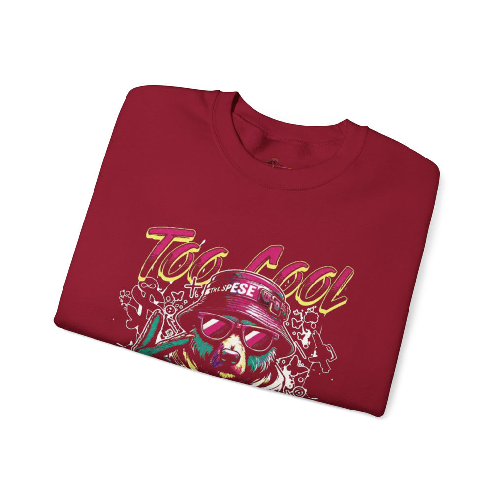 Crewneck Sweatshirt - 'Too Cool to Be Nice' Retro Bear Streetwear