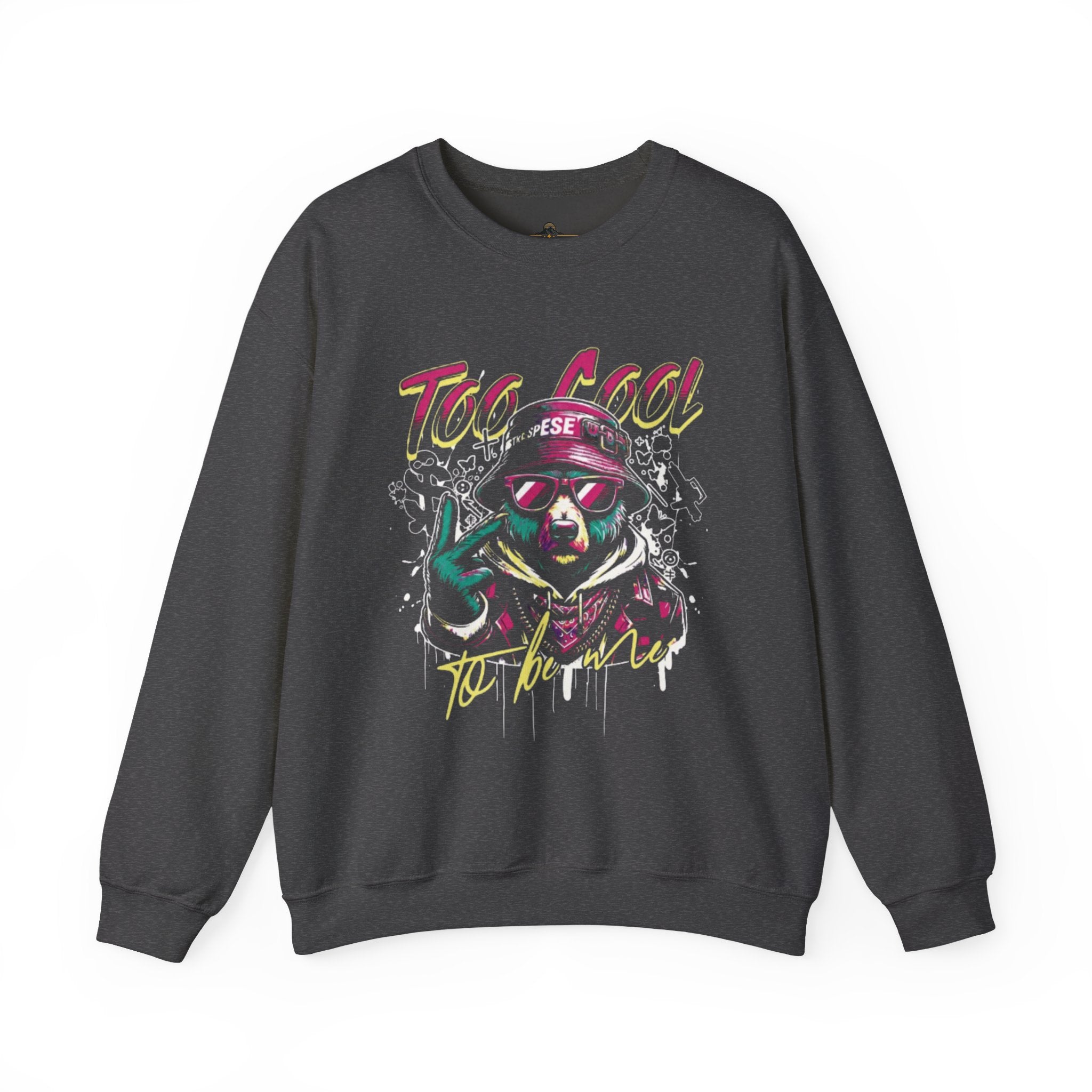 Crewneck Sweatshirt - 'Too Cool to Be Nice' Retro Bear Streetwear
