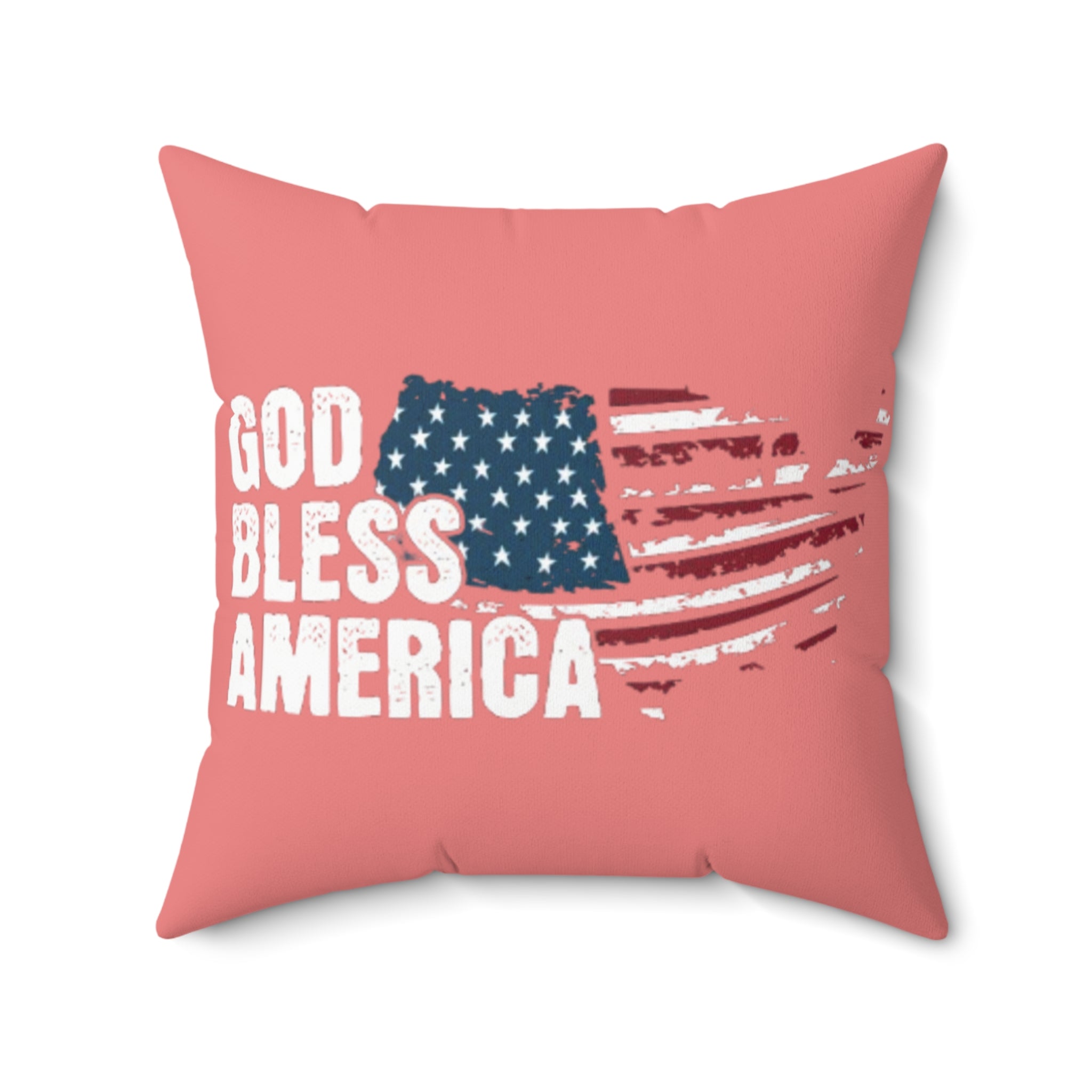 God Bless America Flag Pillow - Patriotic Square Throw Pillow