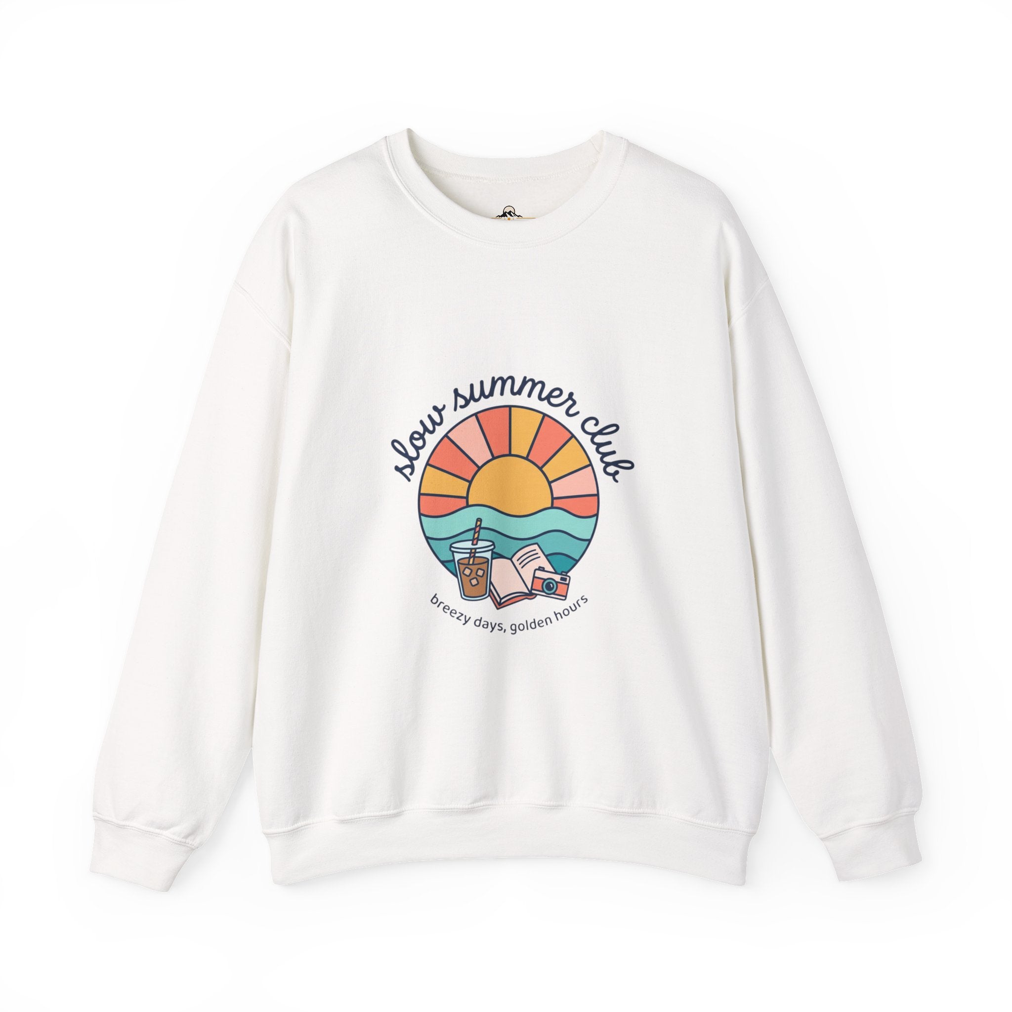sunset beach crest Crewneck Sweatshirt | summer aesthetic, retro pastel