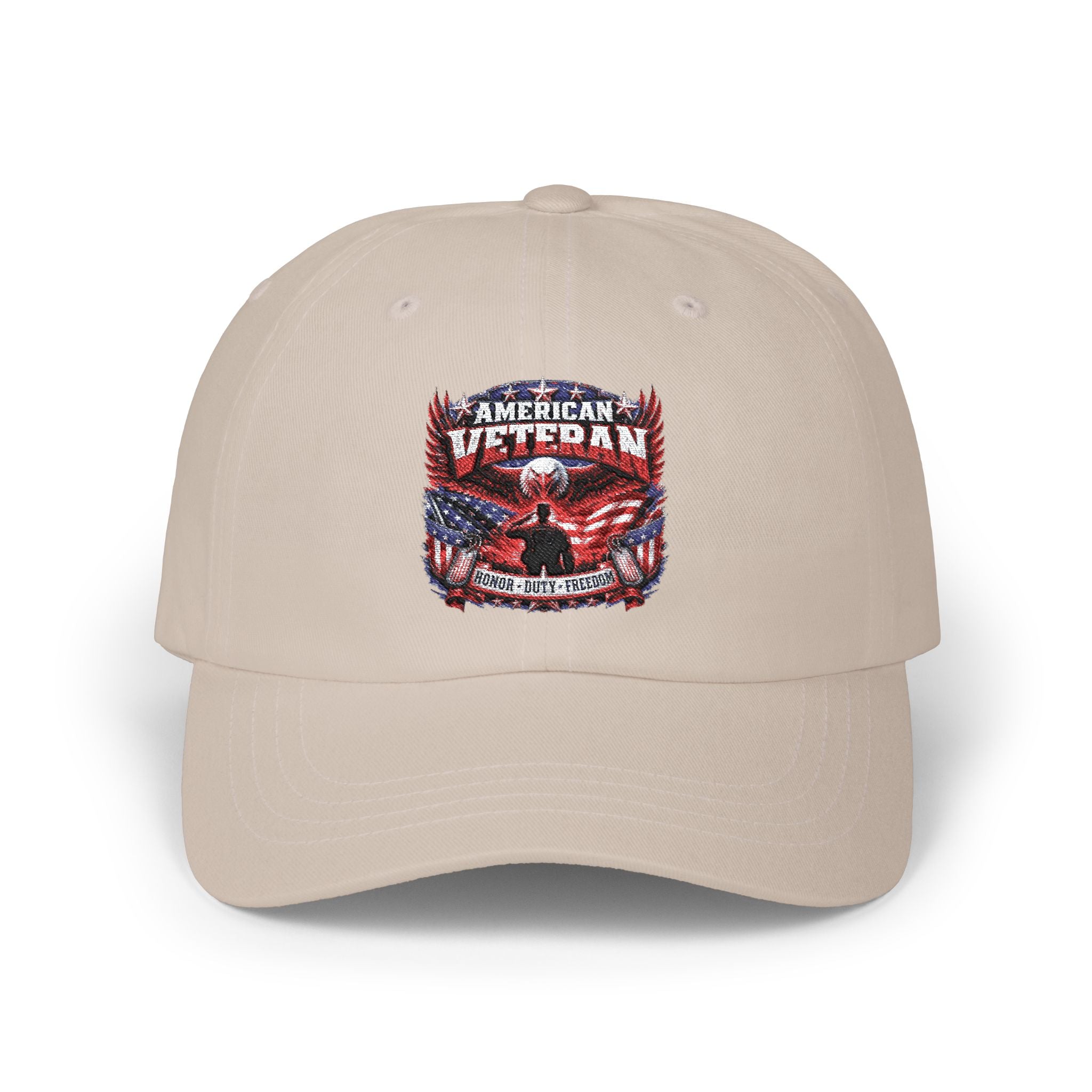 American Veteran Dad Cap - Patriotic Flag Embroidered Baseball Hat