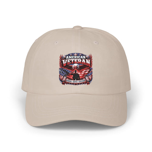 American Veteran Dad Cap - Patriotic Flag Embroidered Baseball Hat