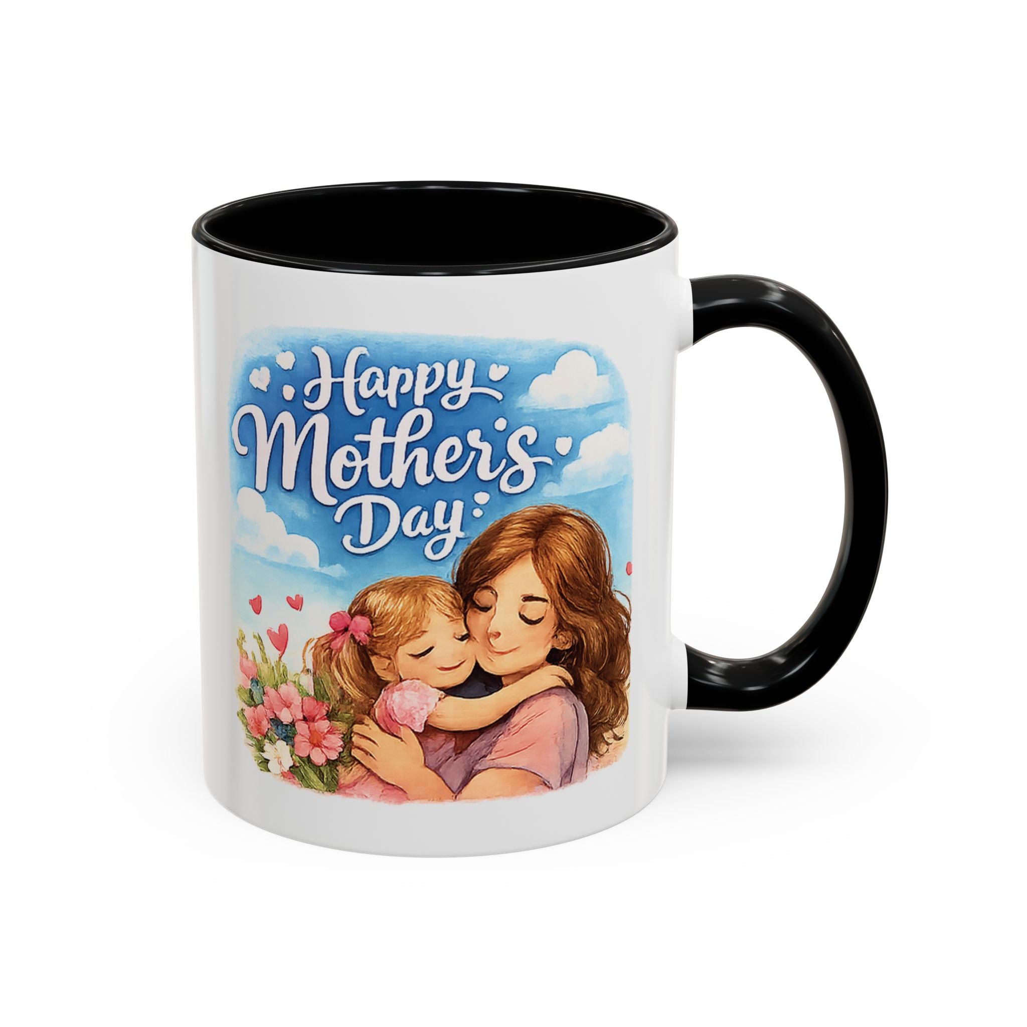 Mother's Day Coffee Mug - "Happy Mother's Day" Mom & Child Floral Accent Mug (11/15oz)
