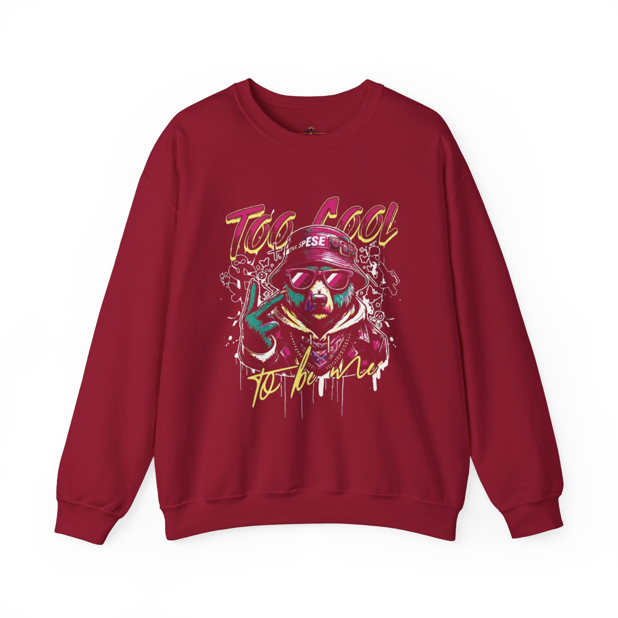 Crewneck Sweatshirt - 'Too Cool to Be Nice' Retro Bear Streetwear