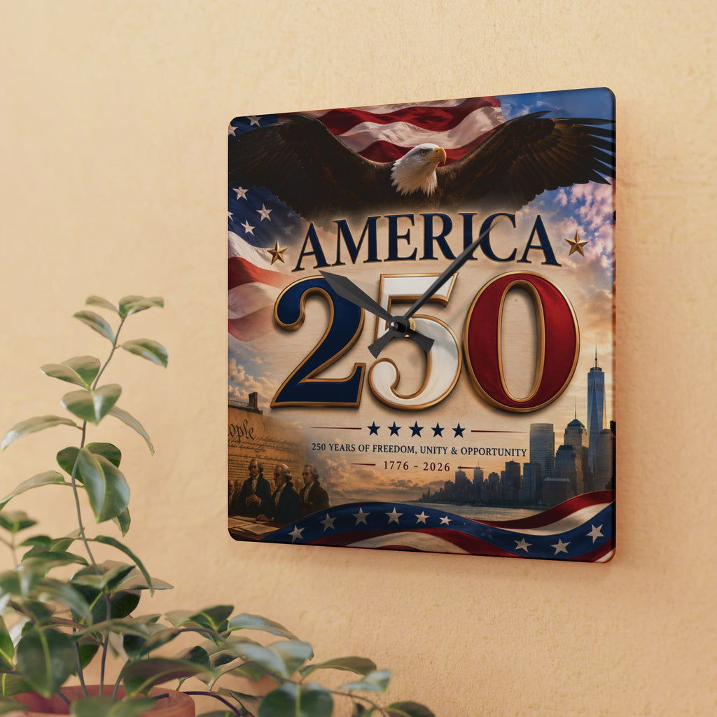 America 250 Acrylic Wall Clock - Patriotic 1776–2026 Commemorative Clock