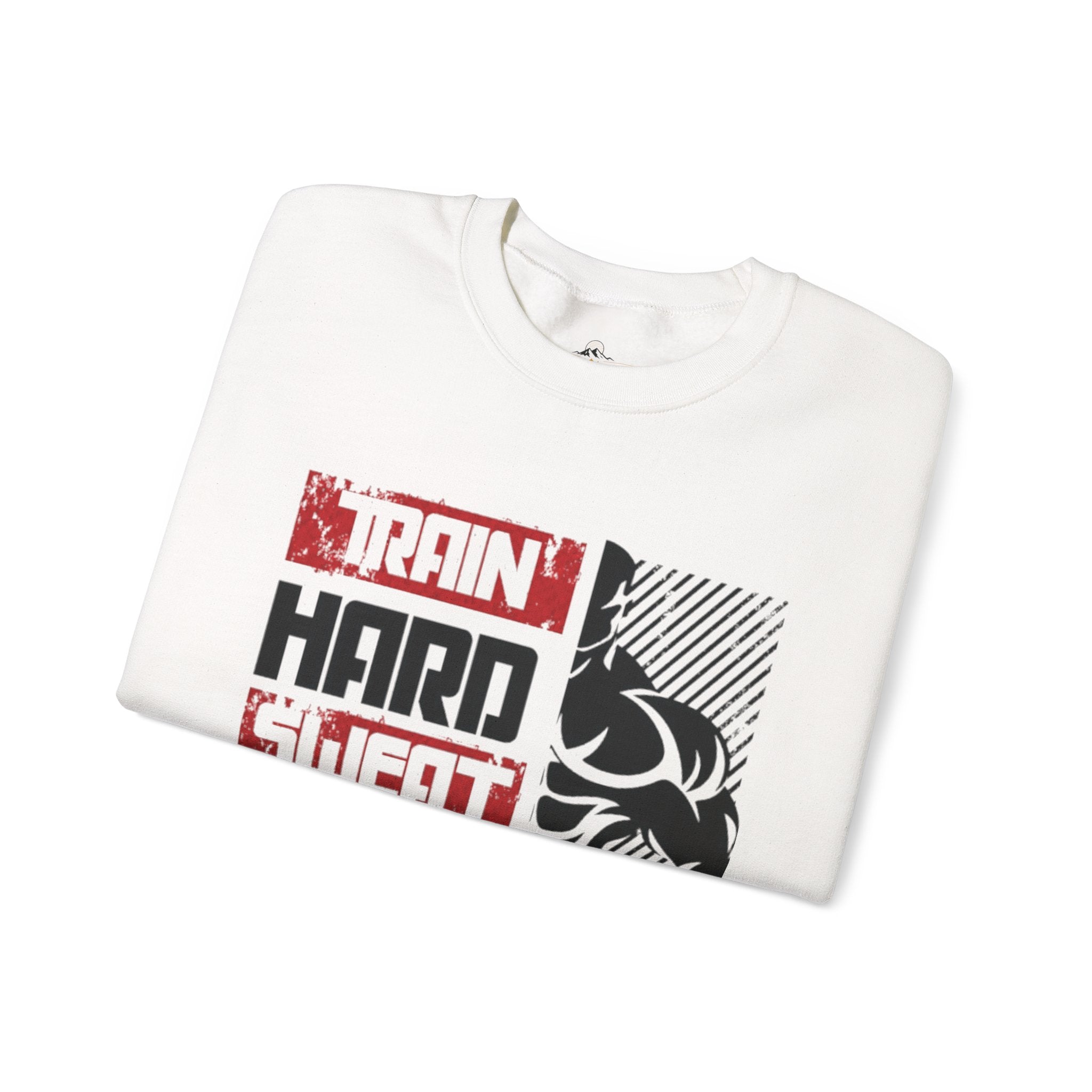 Workout Sweatshirt - "Train Hard, Sweat More" Motivational Gym Crewneck
