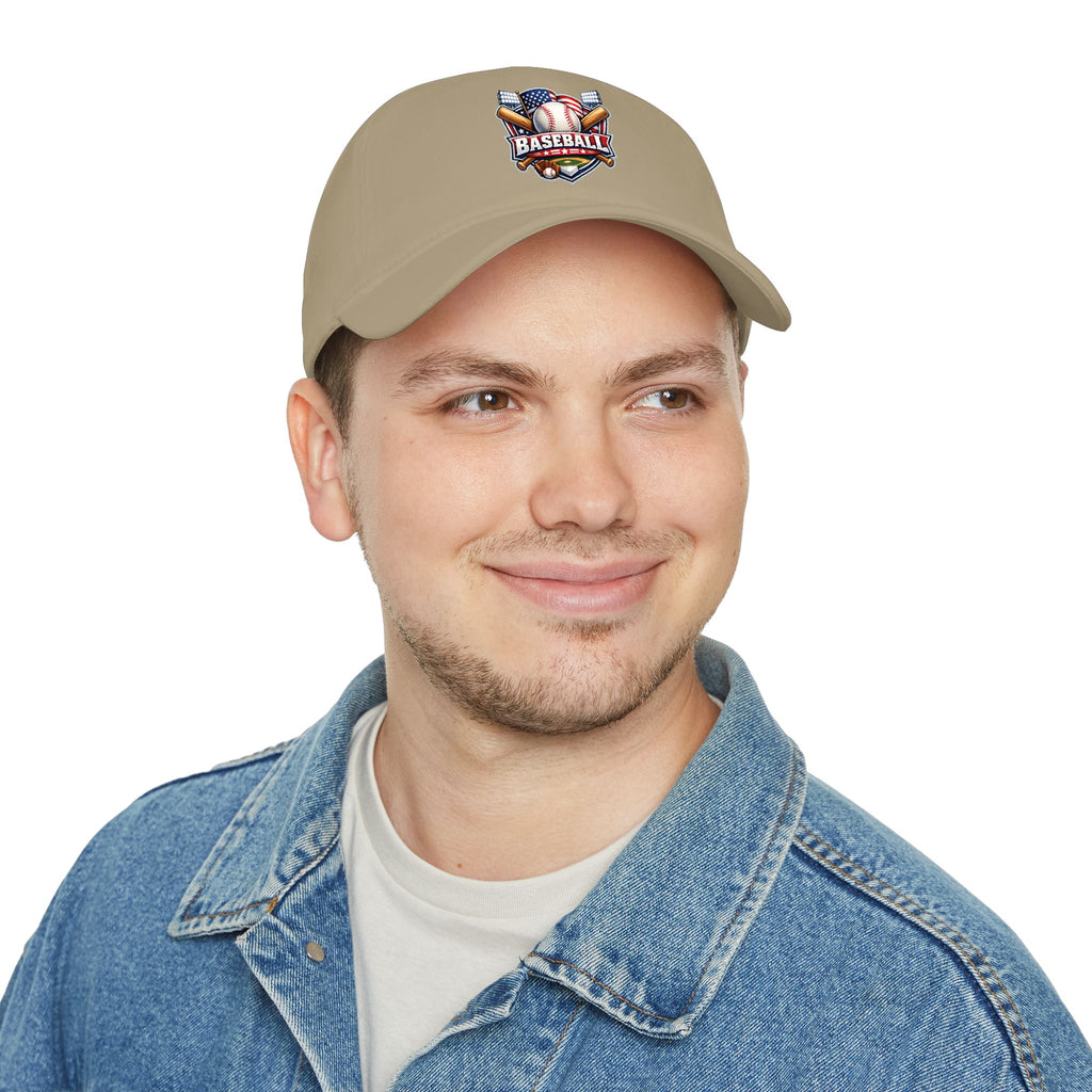 Baseball Emblem Low Profile Cap - Patriotic Baseball Hat
