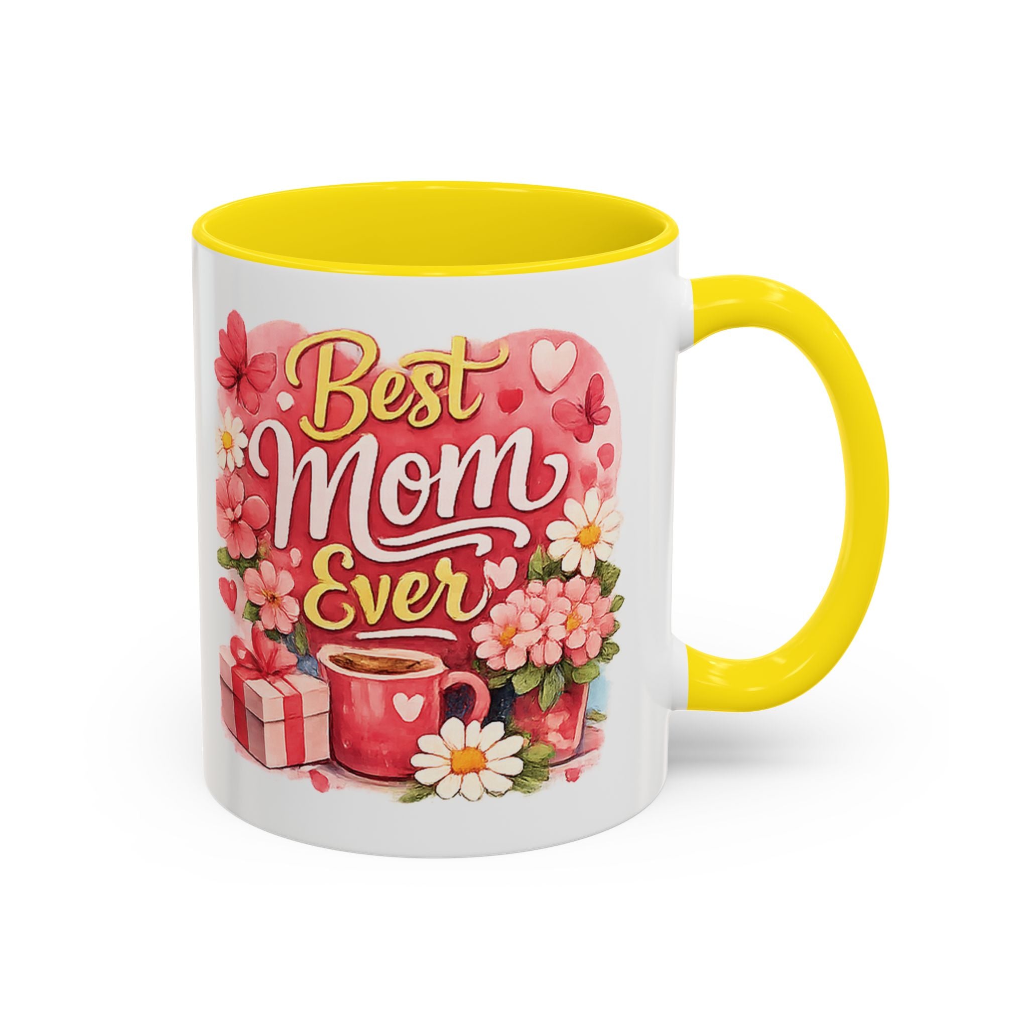 Mother's Day Coffee Mug - Happy Mother's Day Mom Gift with Floral Illustration (11/15oz)