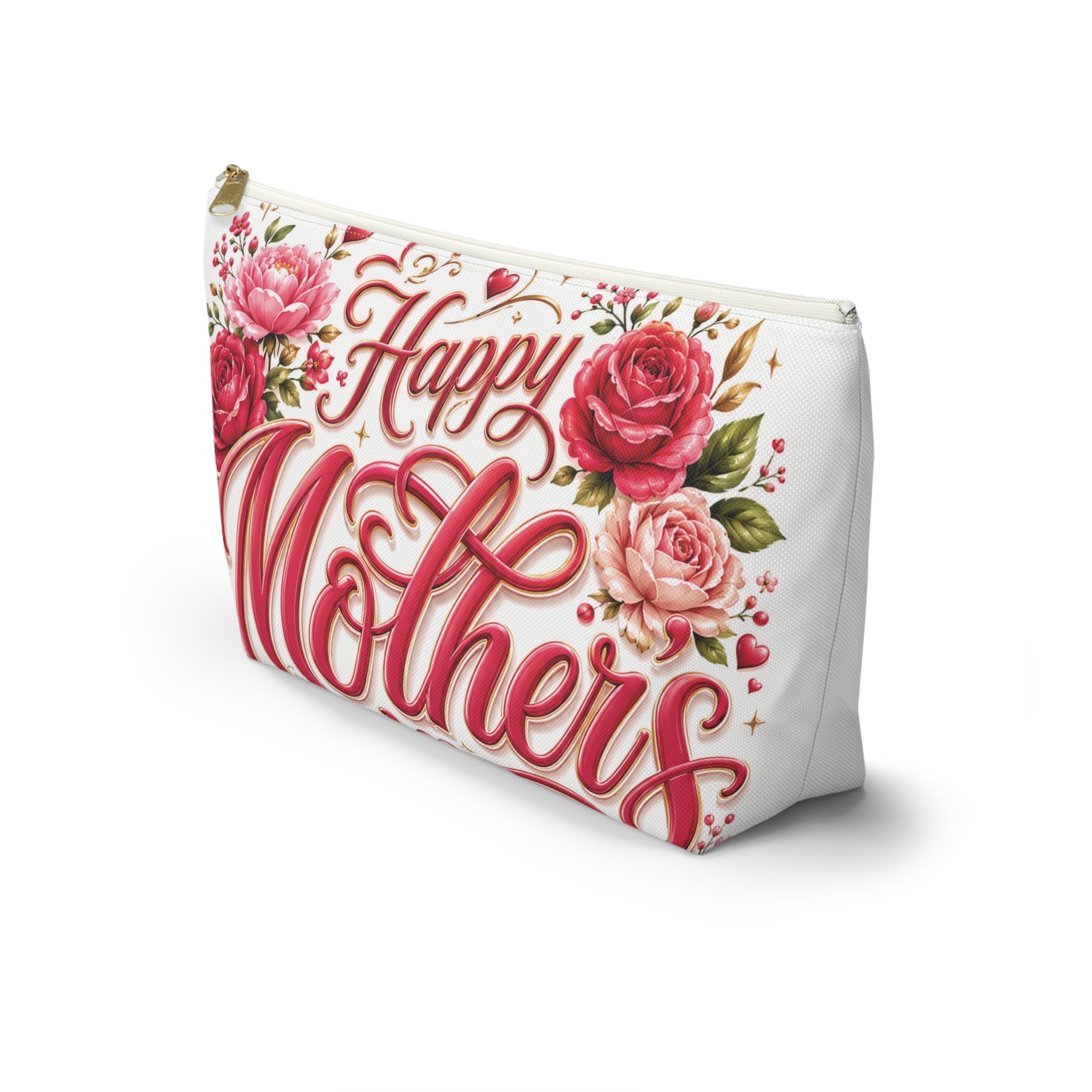 Mother’s Day Accessory Pouch - “Happy Mothers Day • Best Mom Ever” Floral Cosmetic Bag