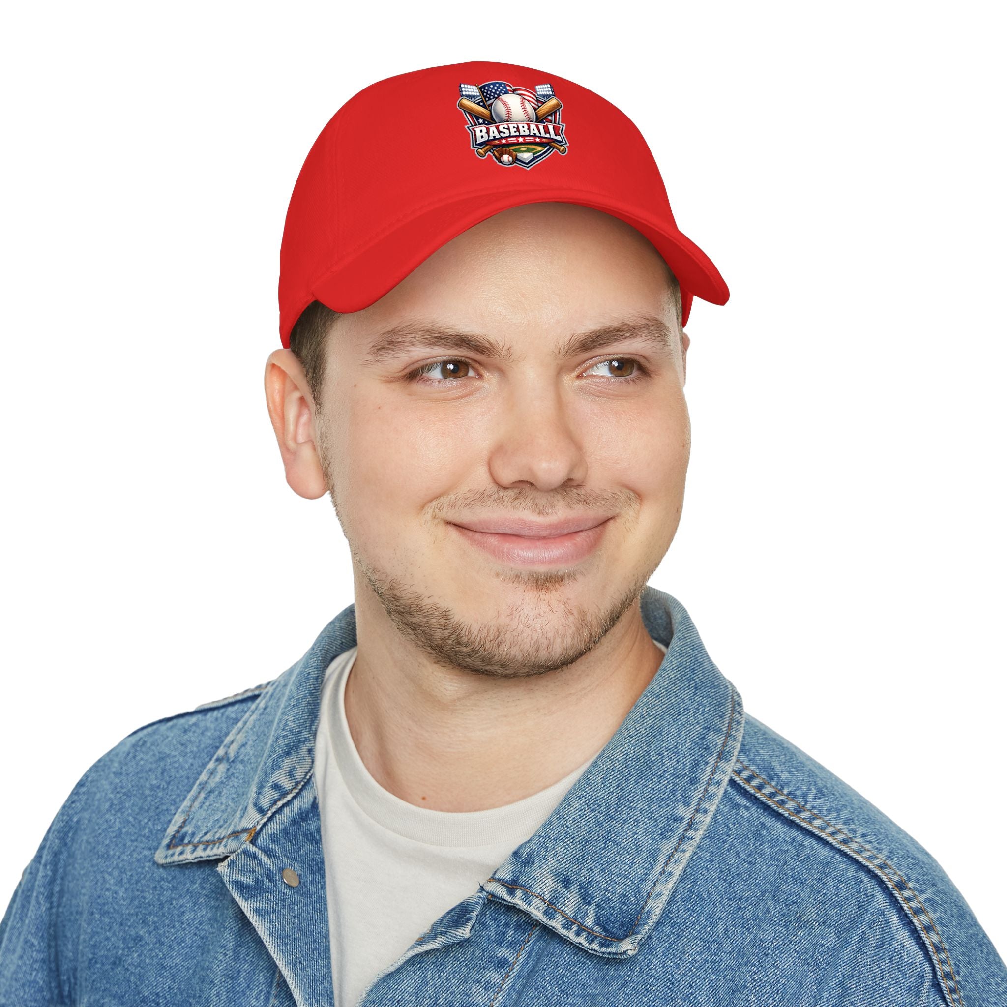 Baseball Emblem Low Profile Cap - Patriotic Baseball Hat