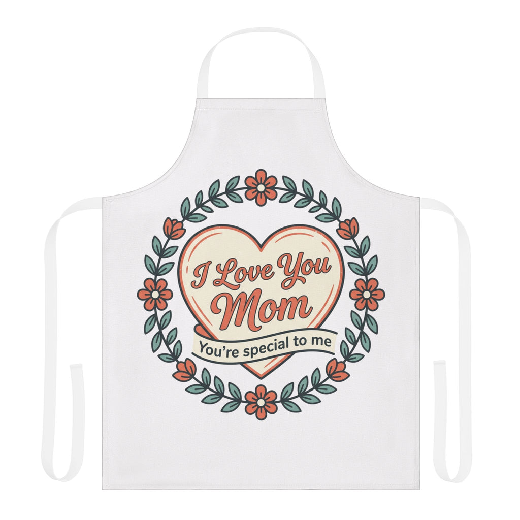 Mother's Day Floral Apron - "I Love You Mom, You're Special to Me" Kitchen Apron