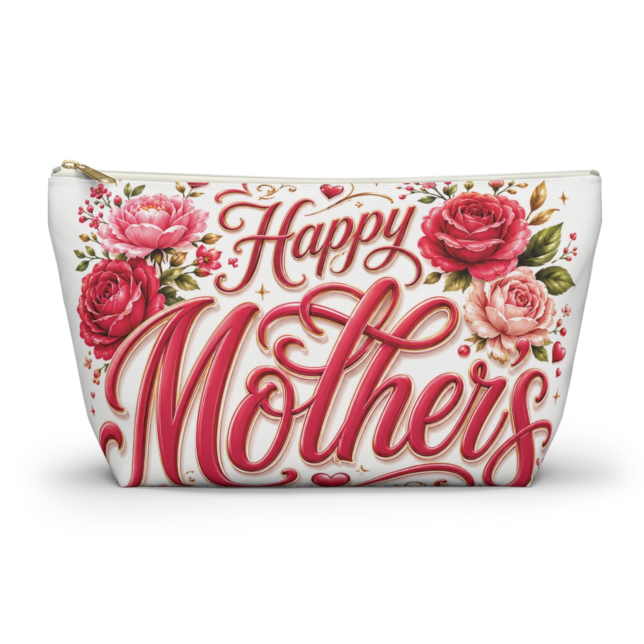 Mother’s Day Accessory Pouch - “Happy Mothers Day • Best Mom Ever” Floral Cosmetic Bag