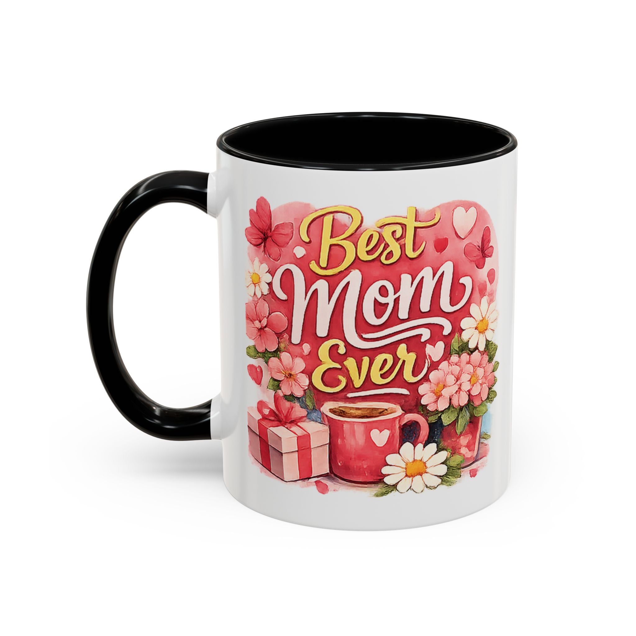 Mother's Day Coffee Mug - Happy Mother's Day Mom Gift with Floral Illustration (11/15oz)