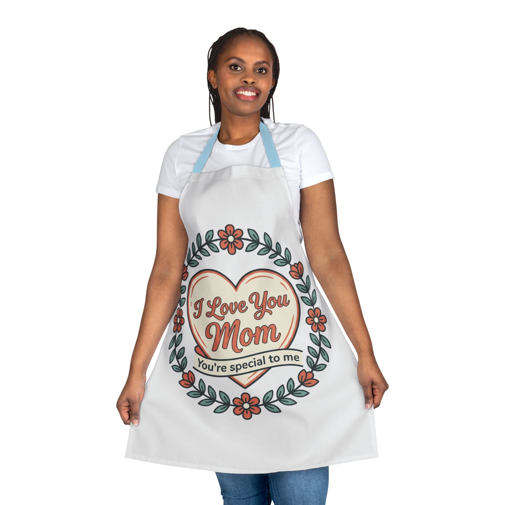 Mother's Day Floral Apron - "I Love You Mom, You're Special to Me" Kitchen Apron