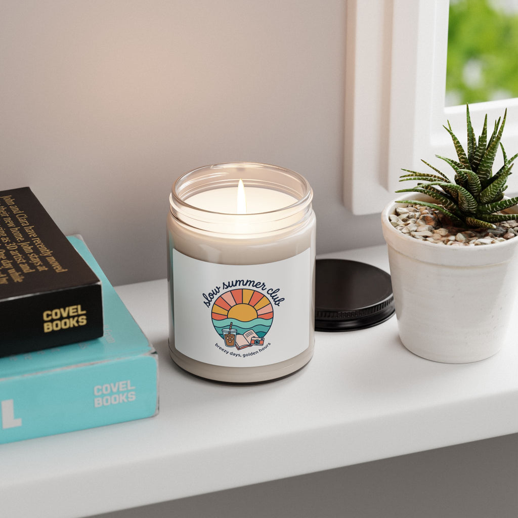 sunny retro coastal label Candle | summer aesthetic, pastel vibes