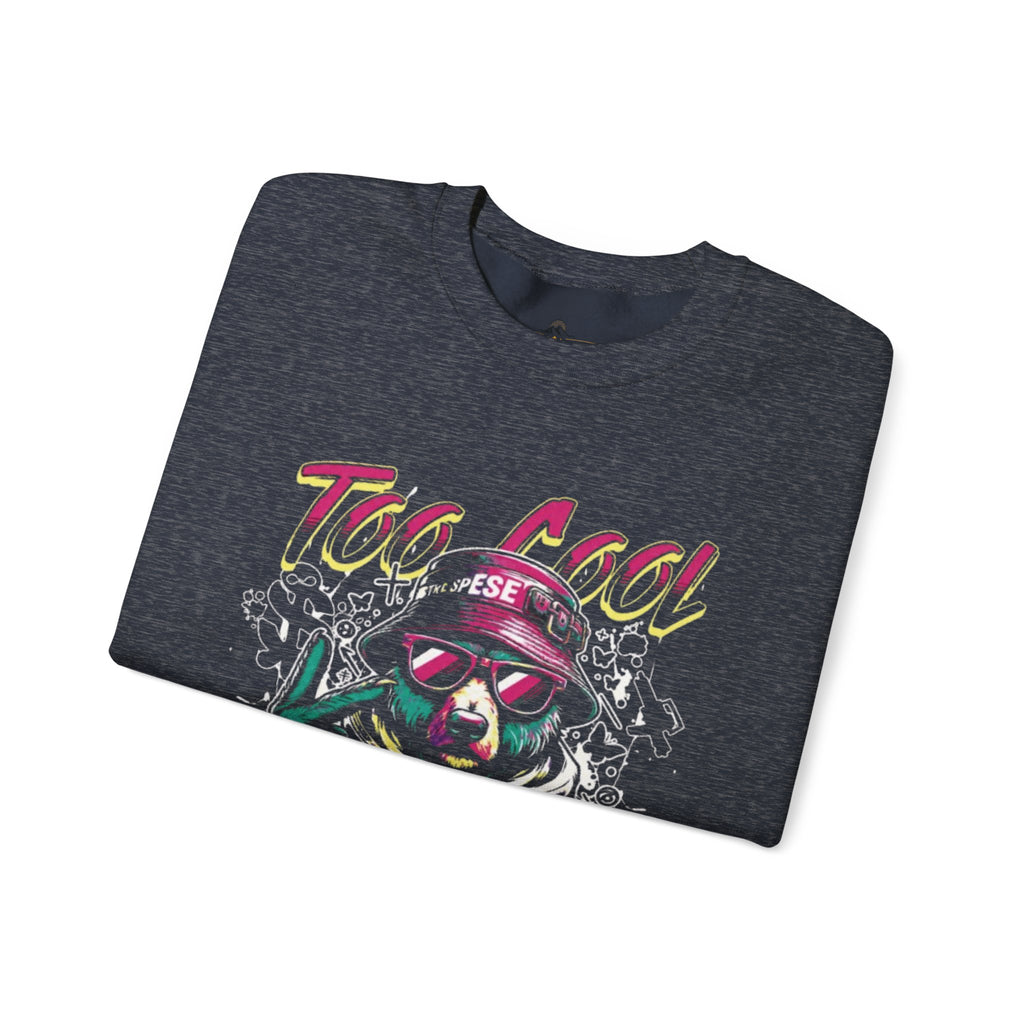 Crewneck Sweatshirt - 'Too Cool to Be Nice' Retro Bear Streetwear